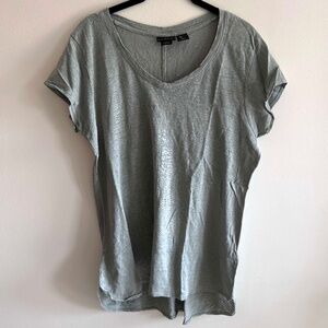 Tahari | Linen V-Neck Tee | 100% Linen Minimalist Capsule | Sage Green | Large